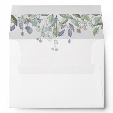Sage and Lilac Greenery Watercolor Return Address Envelope