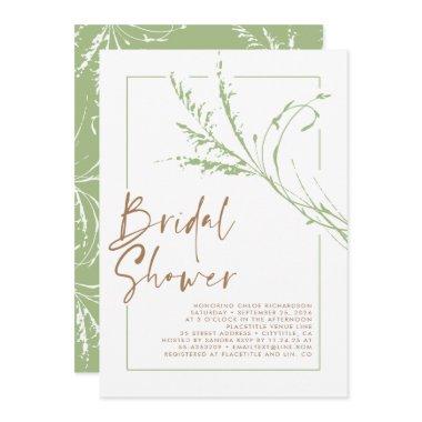 Sage Beige Pampas Grass Modern Boho Bridal Shower Invitations