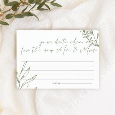 Sage Boho Flowers Date Night Idea Shower Game Stationery