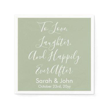 Sage Custom Personalized Script Wedding Reception Napkins