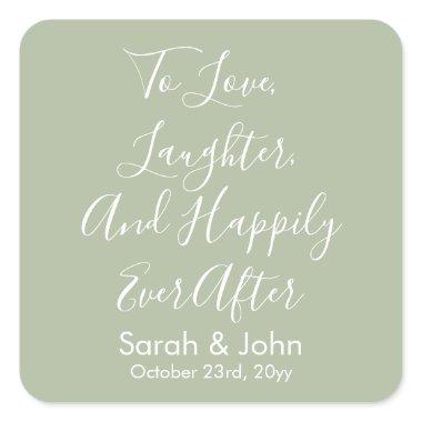 Sage Custom Personalized Script Wedding Reception Square Sticker
