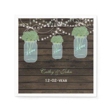 sage flowers mason jar personalized wedding napkin
