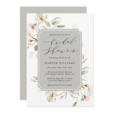 Sage Gray White Floral