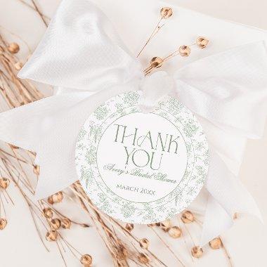 Sage Gree Toile Floral Vintage  Favor Tags