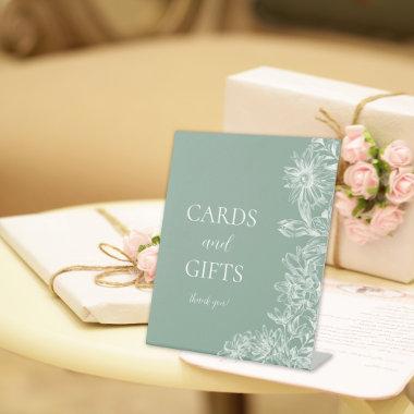 Sage Green and White Floral  and Gifts Pedestal Sign