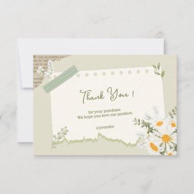 Sage Green and White Watercolor Flower Thank You Invitations