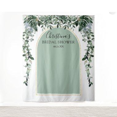 Sage Green Arch Botanic Bridal Shower photo booth Tapestry