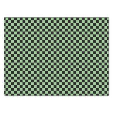Sage Green Black Checkerboard Camouflage Pattern Tissue Paper
