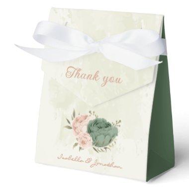sage green blush floral wedding favor boxes