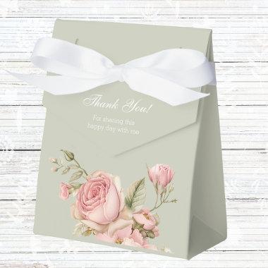 Sage Green Blush Pink Floral Bridal Shower Favor Boxes