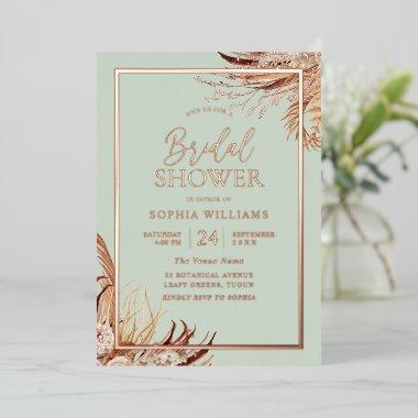 Sage Green Boho Chic  Real Rose Gold Foil