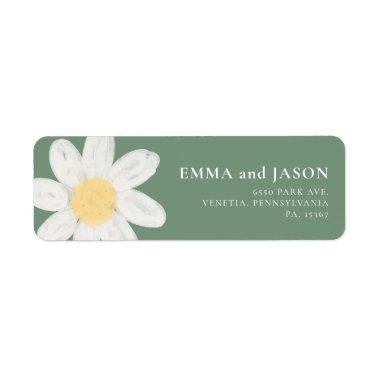 Sage Green Boho Daisy Floral Return Address Label