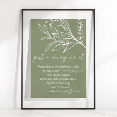 Sage Green Boho Flowers Put A Ring On It Game Poster