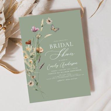Sage Green Boho Wildflower  Script
