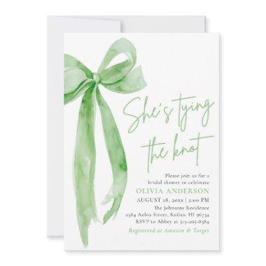 Sage Green Bow She's Tying the Knot