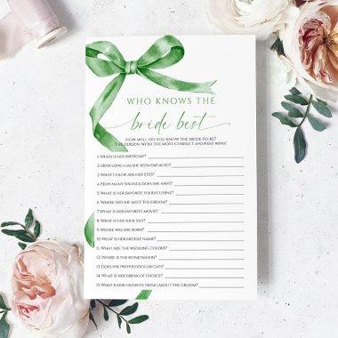 Sage Green Bow Who Knows The Bride Best Game