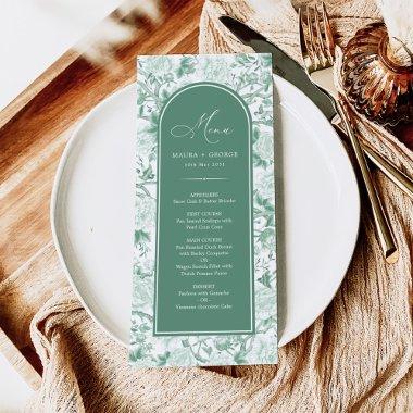 Sage Green Chinoiserie Birds & Peonies Menu Invitations