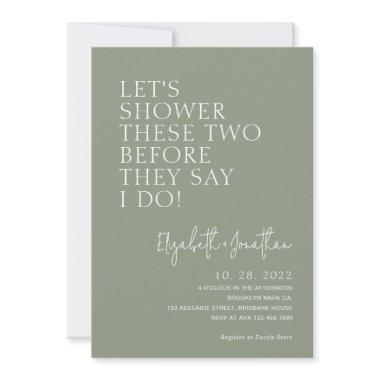 Sage Green Couple Shower Before They Say I Do Invitations