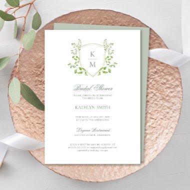 Sage Green Crest Monogram Modern