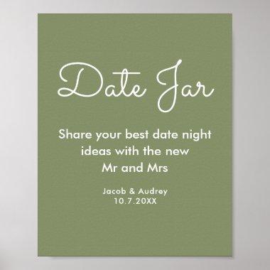 Sage Green Date Jar Wedding Shower Poster
