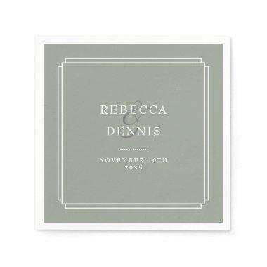 Sage Green Elegant Art Deco Wedding Napkins