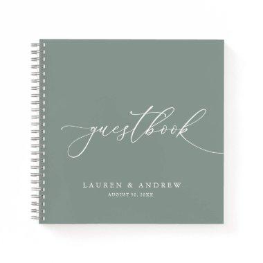 Sage Green Elegant Minimalist Wedding Guest Book