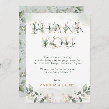 Sage Green Eucalyptus Baby Shower Thank You Invitations