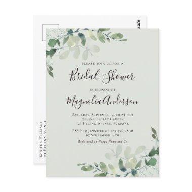 Sage Green Eucalyptus Bridal Shower Invitation PostInvitations