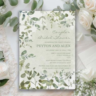 Sage Green Eucalyptus Couple's Bridal Shower Invitations