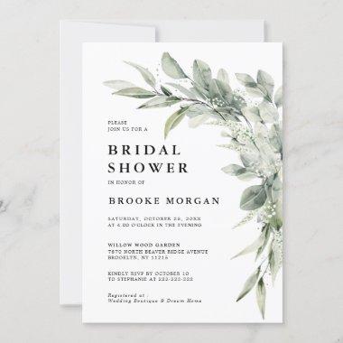 Sage Green Eucalyptus Minimalist Bridal Shower Inv Invitations