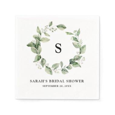 Sage Green Eucalyptus Minimalist Bridal Shower Napkins