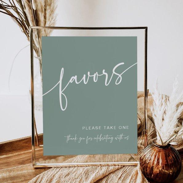 Sage Green Favor Sign Modern Minimalist Shower