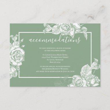 Sage Green Floral Accommodations Enclosure Invitations