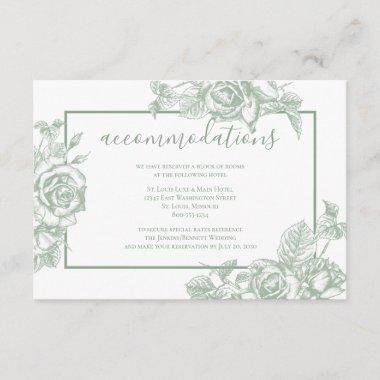 Sage Green Floral Accommodations Enclosure Invitations