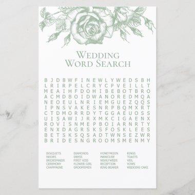 Sage Green Floral Bridal Shower Word Search