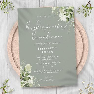 Sage Green Floral Bridesmaids Luncheon Invitations