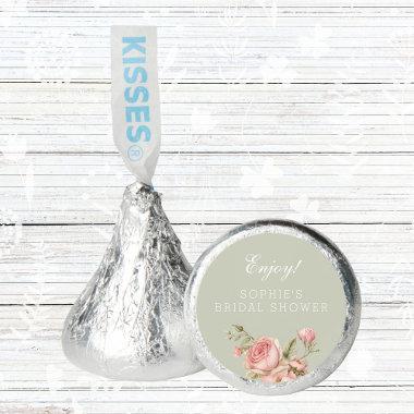 Sage Green Floral Dusty Pink Roses Bridal Shower Hershey®'s Kisses®