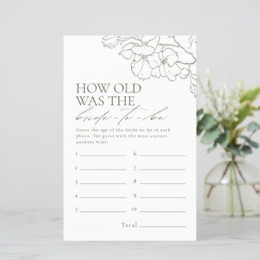 Sage Green floral how old was the bride game