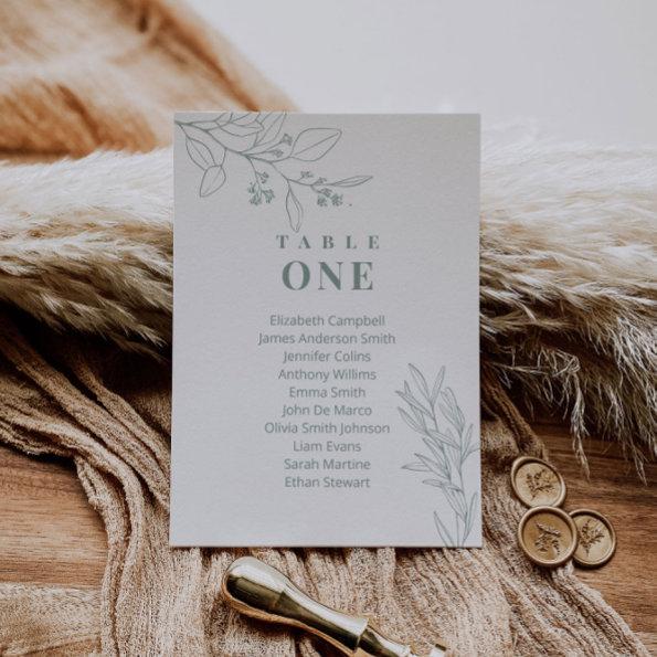 Sage Green Floral Seating Chart Invitations