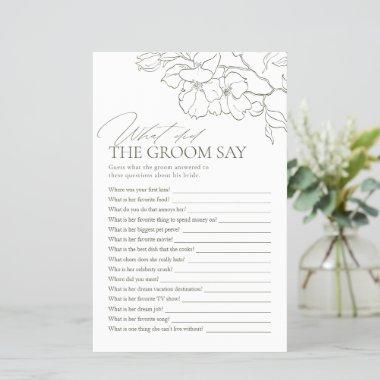 Sage Green floral what did the groom say game