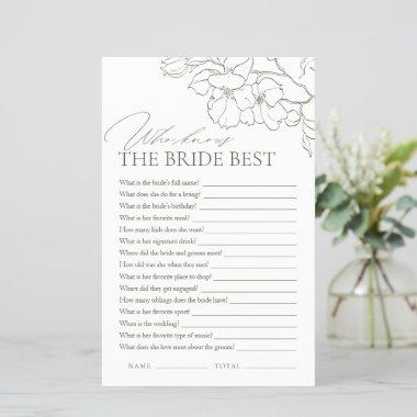 Sage green floral who knows the bride best game
