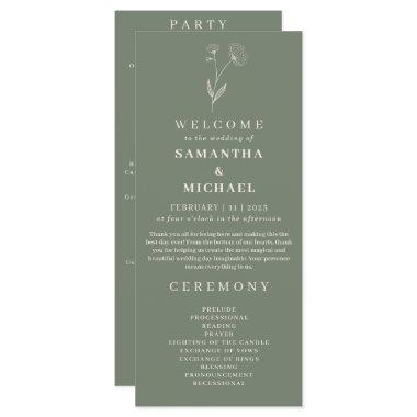 Sage Green Flower Cotton Floral Wedding Program