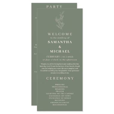 Sage Green Flower Ivy Wedding Program