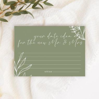 Sage Green Flowers Date Night Idea Shower Game Stationery