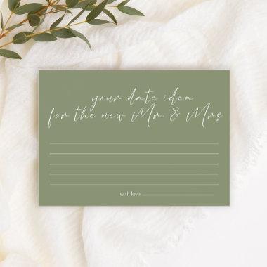 Sage Green Flowers Date Night Idea Shower Game Stationery