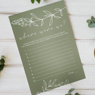 Sage Green Flowers Game Where Were We Flyer