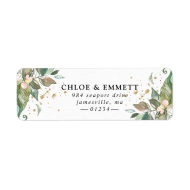 Sage Green Gold Botanical Floral Return Address Label