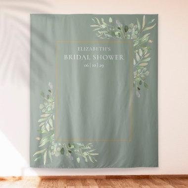 Sage Green Greenery Bridal Shower Photo Backdrop