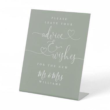 Sage Green Heart Script Advice And Wishes Pedestal Sign