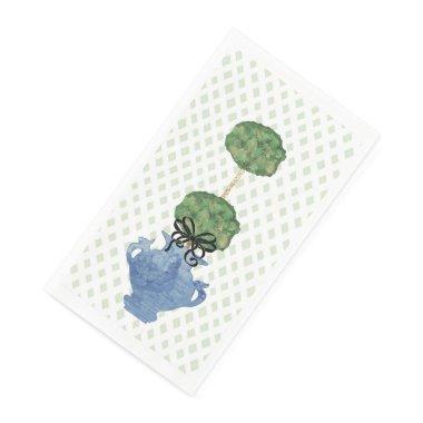 Sage Green Lattice Topiary Ginger Jar Paper Guest Towels